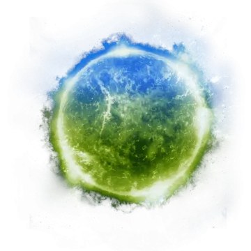 a watercolor painting of a blue and green planet
