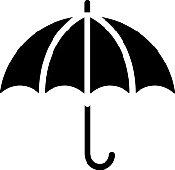 a black and white umbrella icon