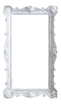 an ornate white frame with a decorative pattern on it