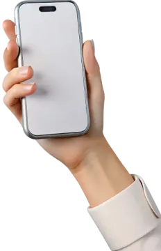 a woman holding an iphone in her hand