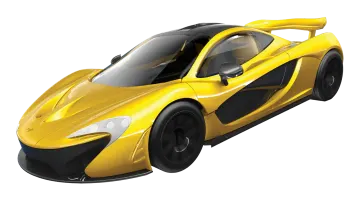 a yellow sports car on white background