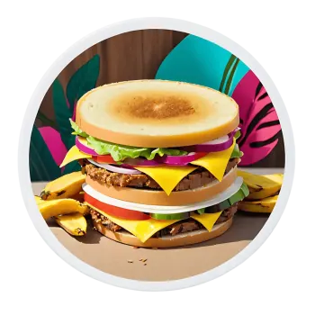 a plate with a large hamburger on it