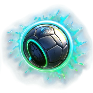 a soccer ball with blue and green lights on it