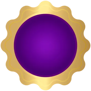 a purple and gold medal