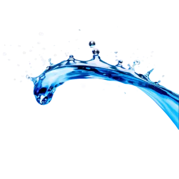 blue water splash on white background