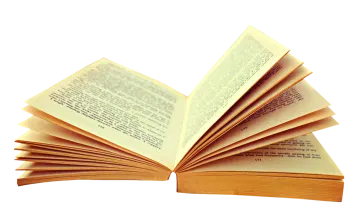 an open book on a white background