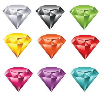 a set of six different colored diamonds