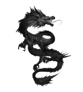a black dragon on a white background