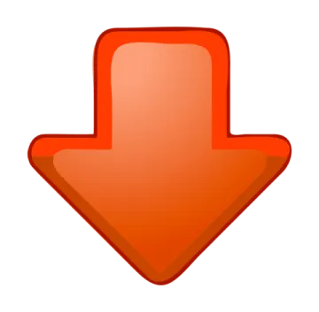 an orange arrow icon on a white background