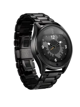 a black smart watch on a white background