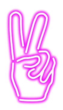a purple peace sign on a white background