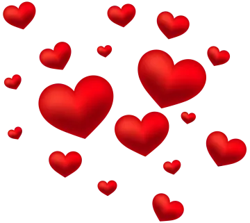 a bunch of red hearts floating in the air