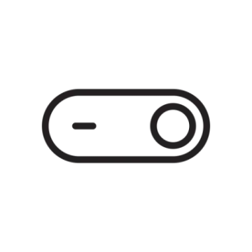 a black and white icon of a button