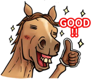 a cartoon horse with a thumbs up