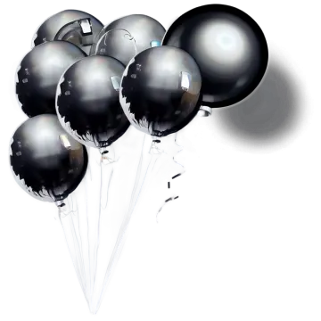 a bunch of black balloons