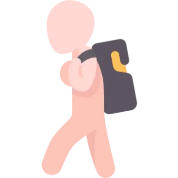 a person walking with a backpack