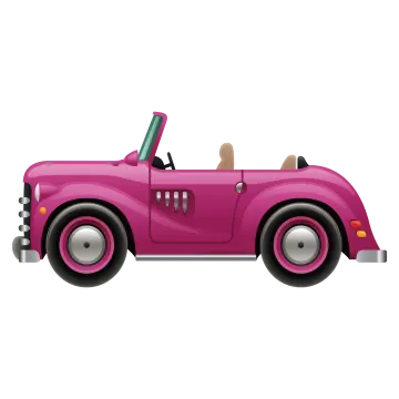 a pink convertible car