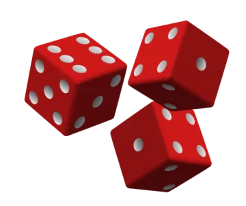 three red dice on a white background