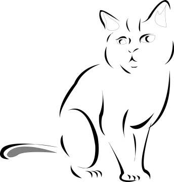 a black and white drawing of a cat