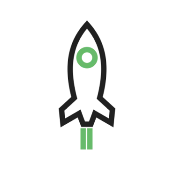 a rocket icon on a white background