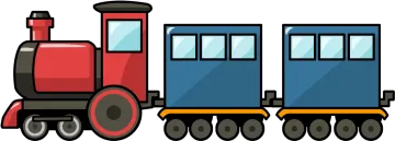 a red and blue train car