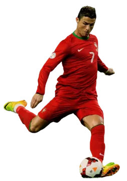 a man kicking a soccer ball in the air