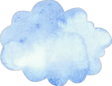 a blue watercolor cloud on a white background