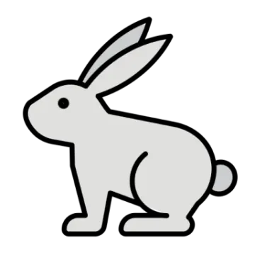 a gray rabbit sitting down