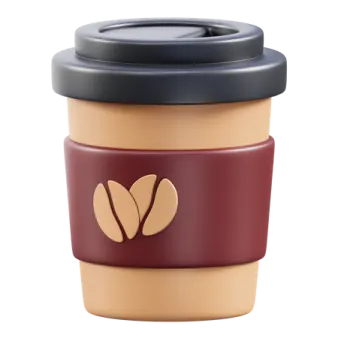 a coffee cup with a red and black lid