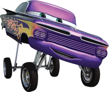 a purple car with flames on it