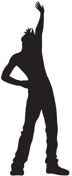 a silhouette of a man in black and white