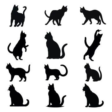a set of cats silhouettes