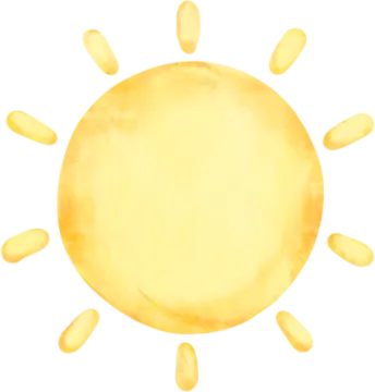 watercolor drawing of the sun on a white background
