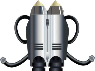 a rocket with two rockets on top of it