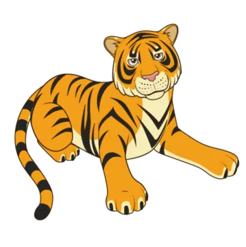a cartoon tiger laying down