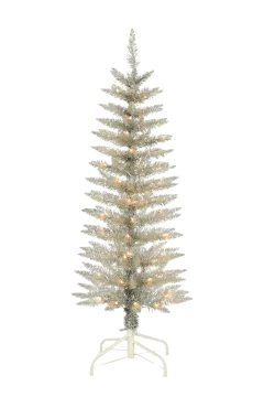 a white christmas tree with lights on it