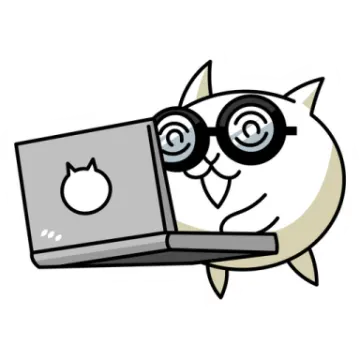 a cat wearing glasses and holding a laptop