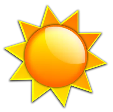 a yellow sun on a white background