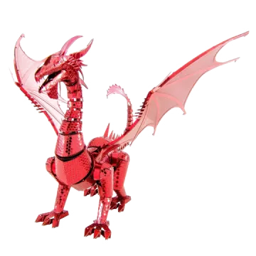 the red dragon is standing on a white background