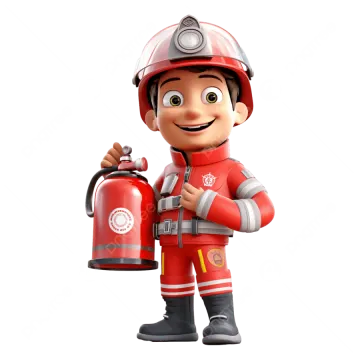 a cartoon fireman with a fire exor