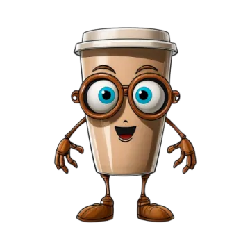 a coffee cup with glasses on it's face