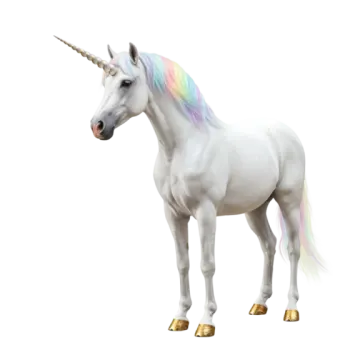 a white unicorn standing on its hinds