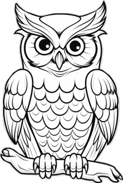 an owl sitting on a branch coloring page