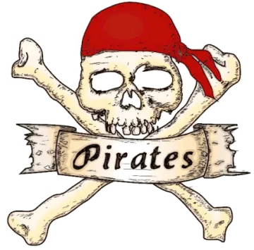 a pirate skull with a banda on it's head
