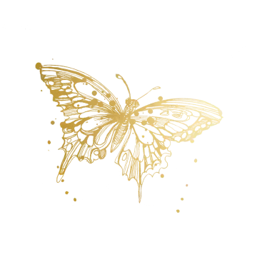 a gold butterfly on a white background