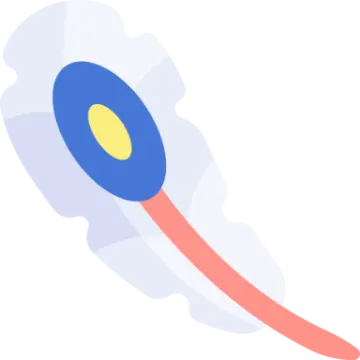 a blue and yellow circle on a white background