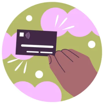 an illustration of a hand holding a credit card
