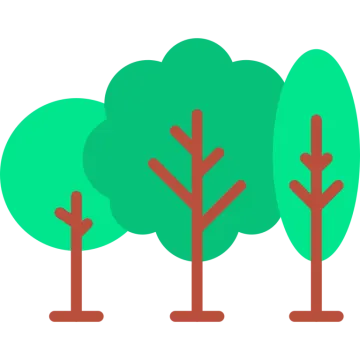 three trees with arrows pointing in different directions