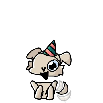 a drawing of a dog with a party hat