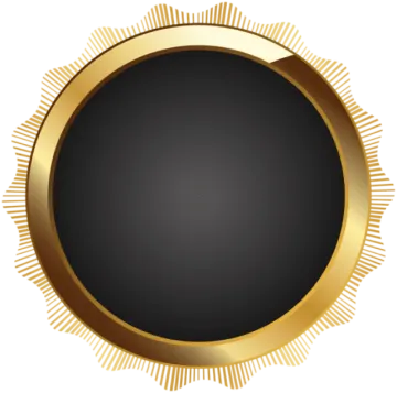a gold medal with a black background
